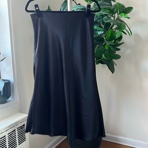 AQUA Black Midi Slip Skirt